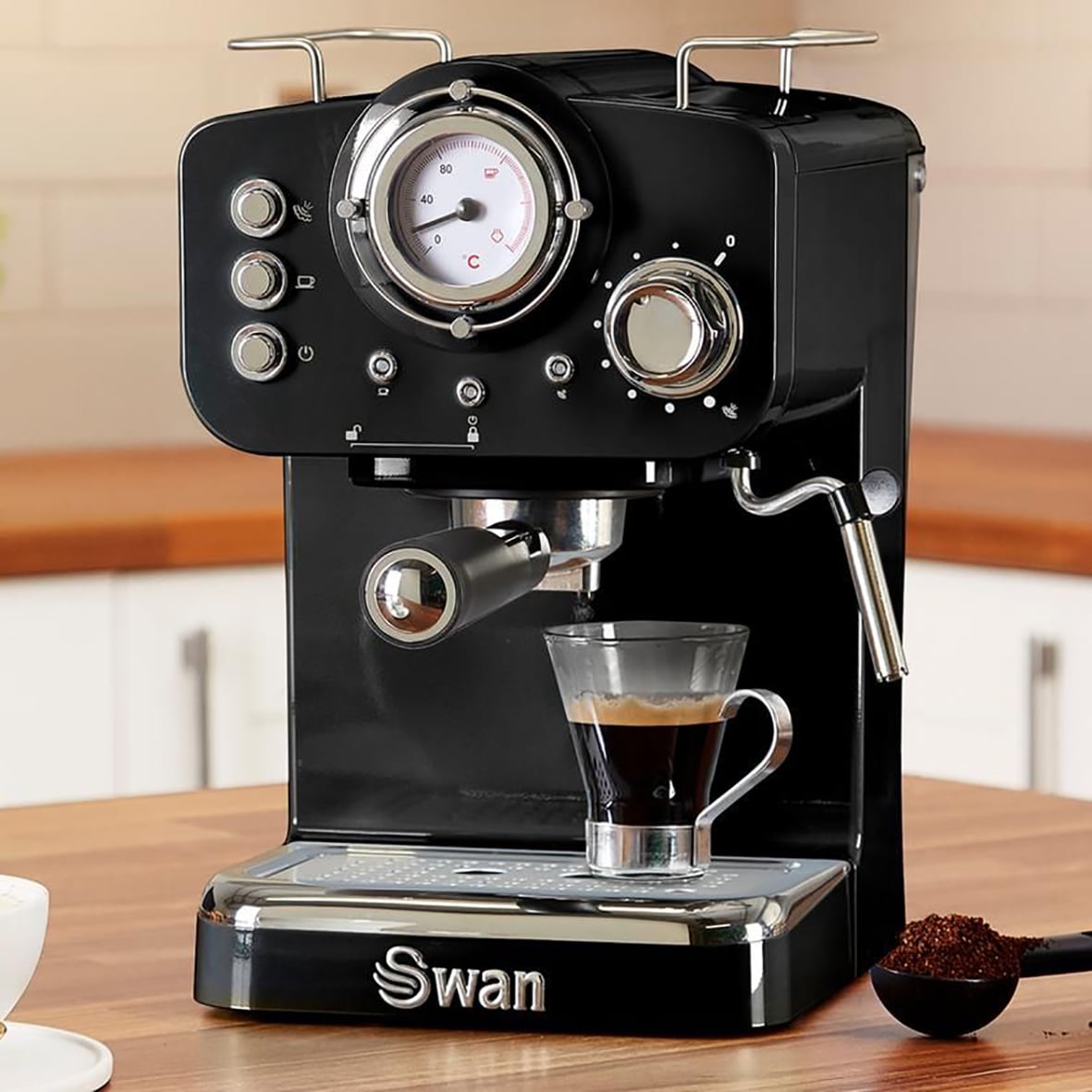 Swan Retro Espressomaskine med bar tryk og steamer - Juleriget